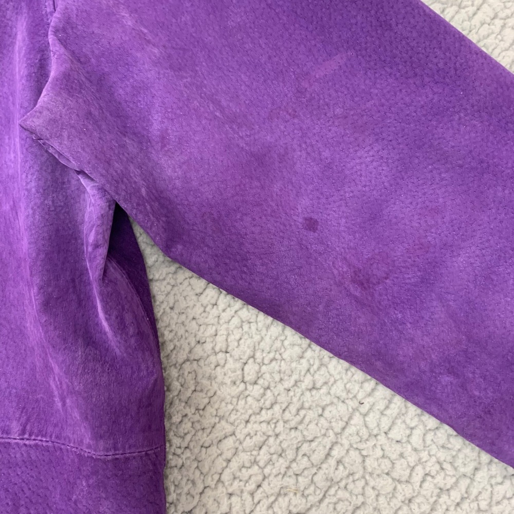 VTG Bagatelle Suede Shirt Womens Large Purple Genuine Leather Button Down Jacket - Picture 4 of 11